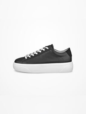 Ecco Black Leather Platform Sneaker with White Sole